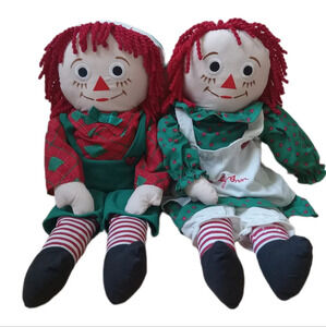 Vintage Hasbro SNOWDEN and FRIENDS Raggedy Ann & Andy Plush Dolls 24"